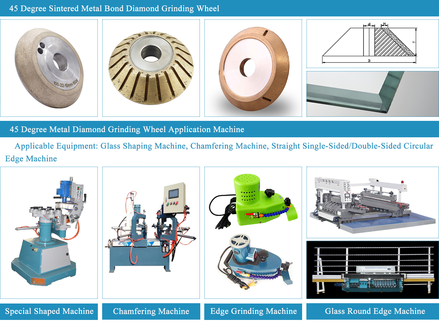 45 Degree Metal Bond Diamond Grinding Wheel